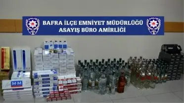 Bafra'da Kaçak Sigara ve İçki Ele Geçirildi