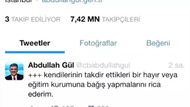 Abdullah Gül'den Çelenk Ricası: Göndermeyin, Bağışta Bulunun