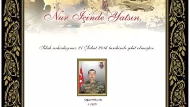 Genelkurmay Başkanı Orgeneral Akar'dan Şehit Arslan İçin Taziye Mesajı