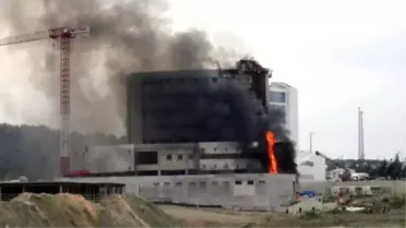Keşan'da Hastane İnşaatında Yangın