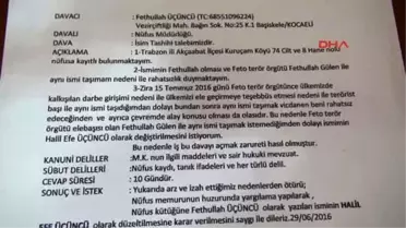 Kocaeli Fethullah İsmini Değiştirmek İçin Mahkemeye Başvurdu