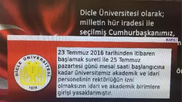 Dü'ye İdari ve Akademik Personelinin Girişi Yasaklandı