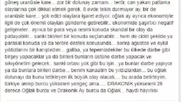 Astrologtan 14 Temmuz'da Çarpıcı Analiz: Tepemizdekiler Darbe Gibi Bir Şey Yapacak