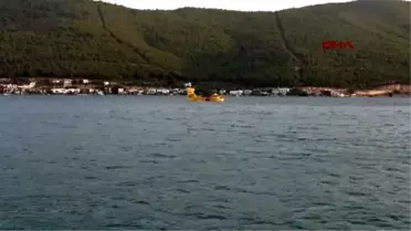 Muğla Yangın Söndürme Uçağı Denizin Ortasında Kaldı