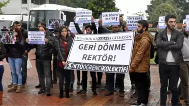 Ktü'de Öğrencilerden Beştepe'de Akademik Yıl Açılışına Katılan Rektöre Tepki Eylemi
