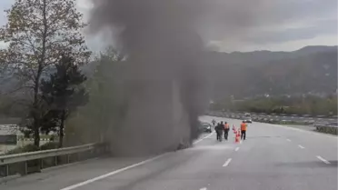 Portakal Yüklü Tır, Tem Otoyolunda Alevlere Teslim Oldu
