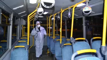 Karabük'te Halk Otobüsleri Dezenfekte Ediliyor