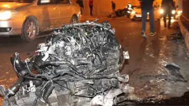 Kazada Arçtan Fırlayan Motor Başka Bir Aracın Üzerine Düştü: 1 Yaralı