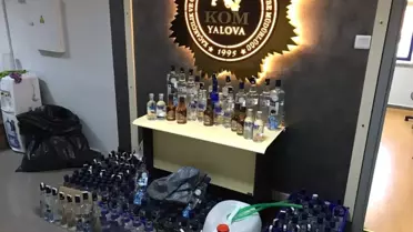Yalova'da 213 Şişe Sahte İçki Ele Geçirildi