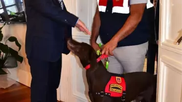 Jandarmanın Uyuşturucu Köpeği Valilik Makamında Ağırlandı