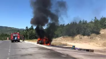 Otomobil, Piknik Yolunda Alev Alıp Yandı