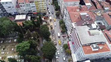 Şişli'de Duvarı Çöken Ermeni Mezarlığı'nın Enkazı Havadan Görüntülendi