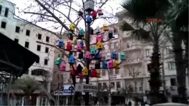 Mardin Nusaybin'deki Demokrasi Parkı'nda Ağaçta Kuşlar İçin Yuvalar Yapıldı