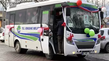 Belediye Otobüsü Gelin Arabası Oldu