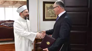 Diyanet İşleri Başkanı Erbaş, Filistin Büyükelçisi Mustafa ile Bir Araya Geldi