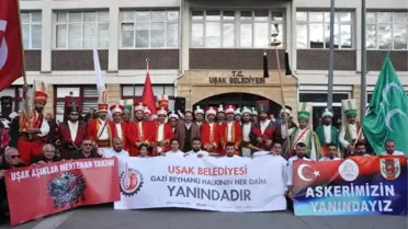 Uşak'tan Sınıra Gönderilen Destekler Mehterle Uğurlandı