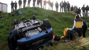 Otomobil Tarlaya Uçtu: 1 Ölü, 2 Yaralı