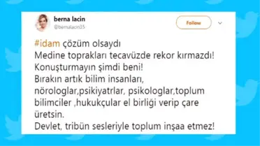 Berna Laçin'in İdam Tweetine Hapis İstemi