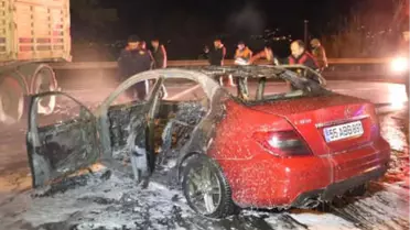 Tır'la Çarpışan Lüks Otomobil Alev Alev Yandı