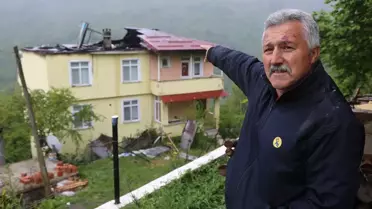 Ordu'da Yıldırım İsabet Eden Evde Hasar Oluştu