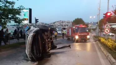 İşaret levhasına çarpan araç takla attı: 1 yaralı