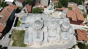 Restorasyonu tamamlanan Molla Zeyrek Cami havadan görüntülendi