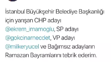 Binali Yıldırım rakiplerinin bayramını kutladı