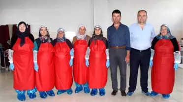 Köylü kadınlar peynir üretiyor