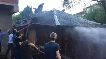 Yangın itfaiye vatandaş el birliği ile söndürüldü