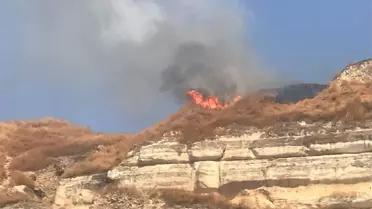 Tarihi kalede yangın çıktı