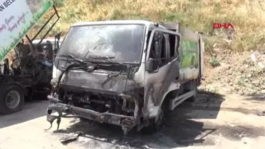 EDİRNE KEŞAN'DA BELEDİYEYE AİT 2 ÇÖP KAMYONU YAKILDI