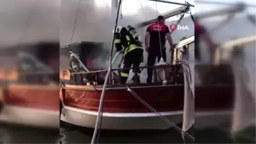 Fethiye'de ABD bayraklı gulet cayır cayır yandı