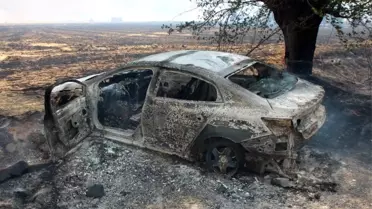 Arazide yangın çıktı, başkanın makam aracı da kül oldu