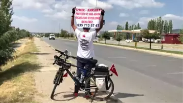 Bisikletiyle 'Adalet ve Demokrasi Yolculuğu'na' çıkan işçi Uşak'ta