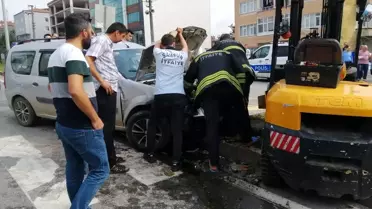 Samsun'da otomobil ile forklift çarpıştı: 5 yaralı