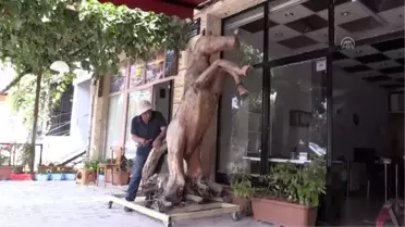 'Güzel atlar ülkesi'ni ağaç ve taş heykellerle tanıtıyor