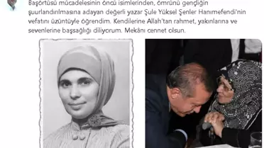 Cumhurbaşkanı Erdoğan'dan Şule Yüksel Şenler için taziye mesajı