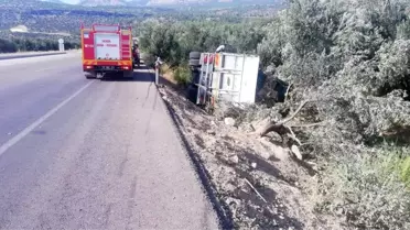 Mersin'de üzüm yüklü kamyon devrildi: 1 yaralı