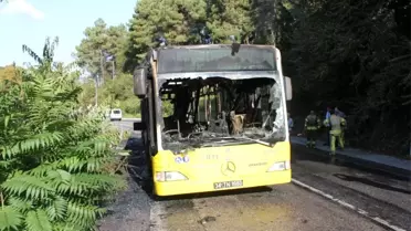 Beykoz'da İETT otobüsünün alev alev yandığı anlar kamerada