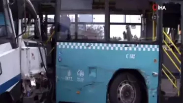 Ümraniye'de vinç özel halk otobüsüne çarptı: 9 yaralı