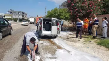 Samandağ'da seyir halindeki otomobil yandı