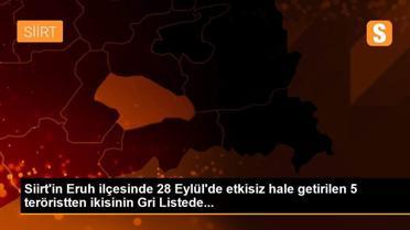 Siirt'in Eruh ilçesinde 28 Eylül'de etkisiz hale getirilen 5 teröristten ikisinin Gri Listede...