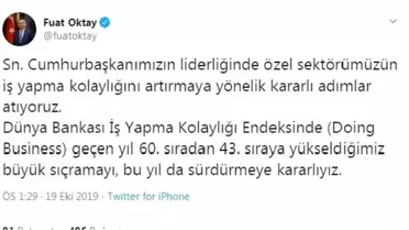 Fuat Oktay: Özel sektörün iş yapma kolaylığını artırmak için çalışıyoruz