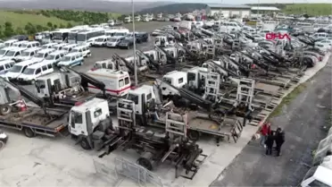 Otoparklara toplanan istanbul trafik vakfı çekicileri havadan görüntülendi