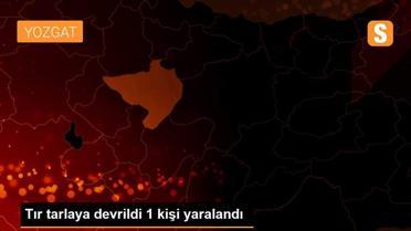 Tır tarlaya devrildi 1 kişi yaralandı