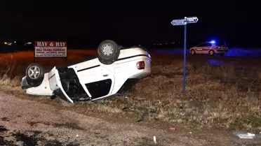Kırıkkale'de şarampole devrilen otomobildeki 2 kişi yaralandı