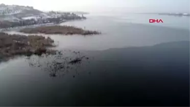 Ankara'da mogan gölü kısmen buz tuttu