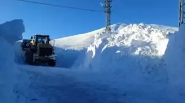 Ağrı'da kar kalınlığının 4 metreye ulaştığı köy yolu 8 saatte açıldı