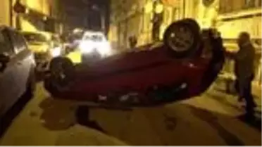 Alkollü sürücü takla atan otomobilden yara almadan kurtuldu