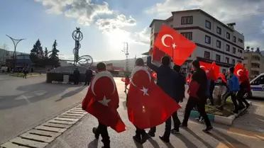Şehit Halil İbrahim Akkaya'nın memleketinde Bahar Kalkanı Harekatı'na destek yürüyüşü